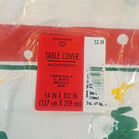 Table Cover Vintage Sealed Christmas Tree Tablecloth 54" x 102" Crepe Paper - Picture 4 of 7